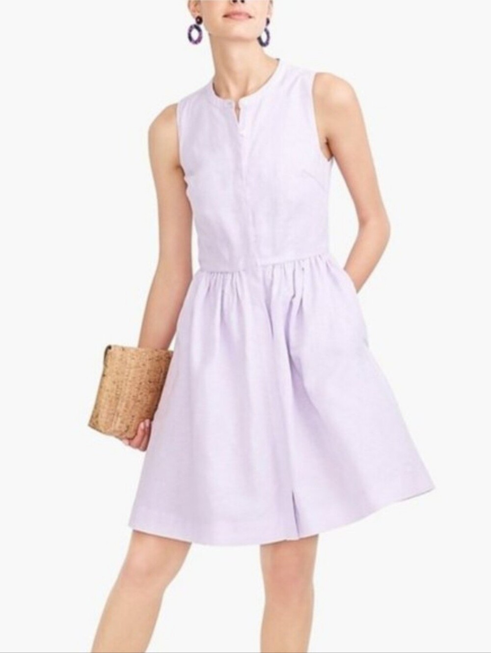 JCrew Lavender Cotton Linen Dress Size 00